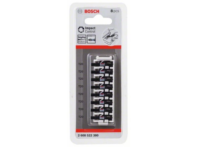 8-delni komplet vijačnih nastavkov Bosch PRO Torx Impact, T20, 25mm, 2608522380